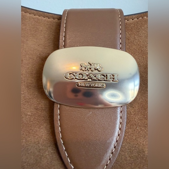 Coach Eliza Shoulder Bag Tan Leather Suede - Picture 6 of 15